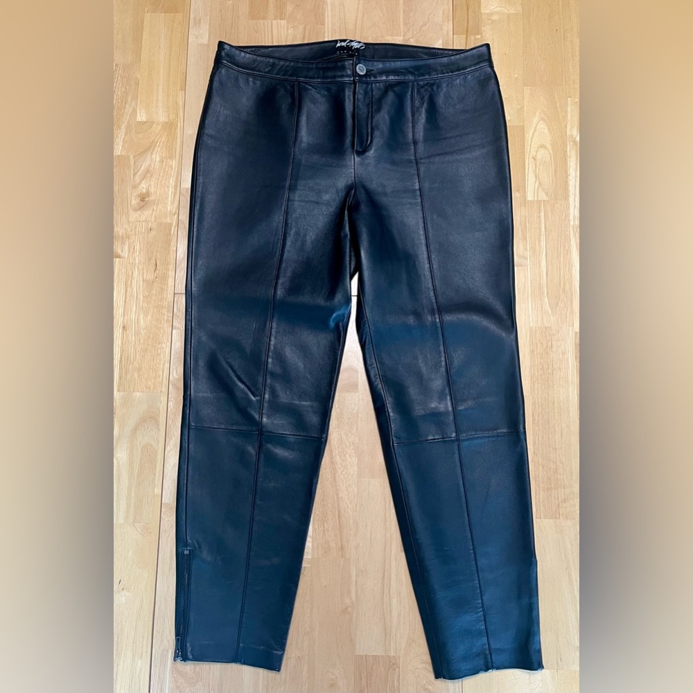 Vintage Lord & Taylor Black 100% Real Leather Pants - Size 14
